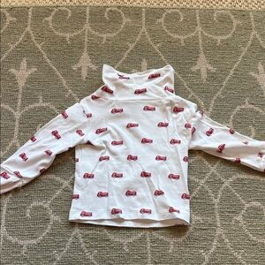 Little English Kids White and Red Firetruck Patterned Turtleneck 18 Months